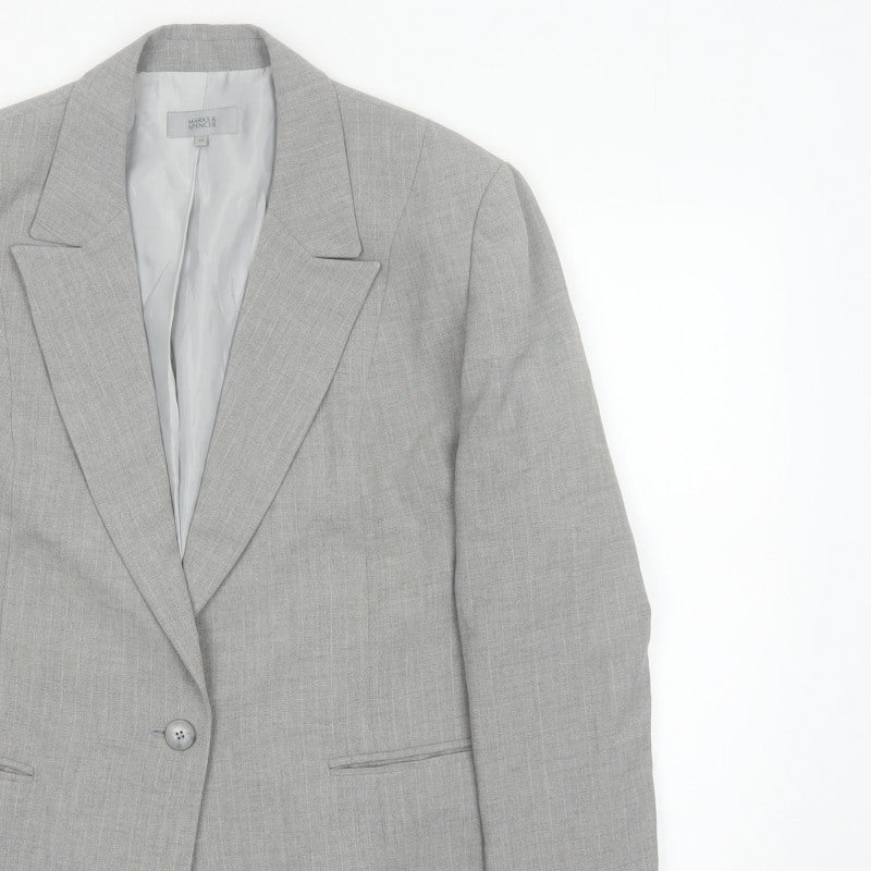 Marks and Spencer Women's Grey UK 20 Tailored Single-Breasted Blazer