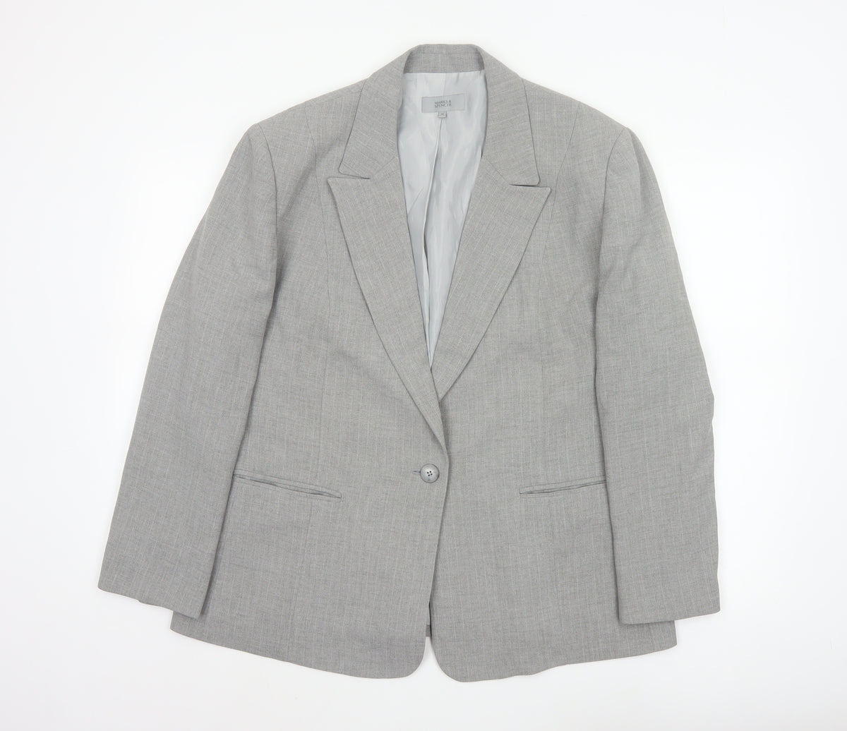 Marks and Spencer Women's Grey UK 20 Tailored Single-Breasted Blazer