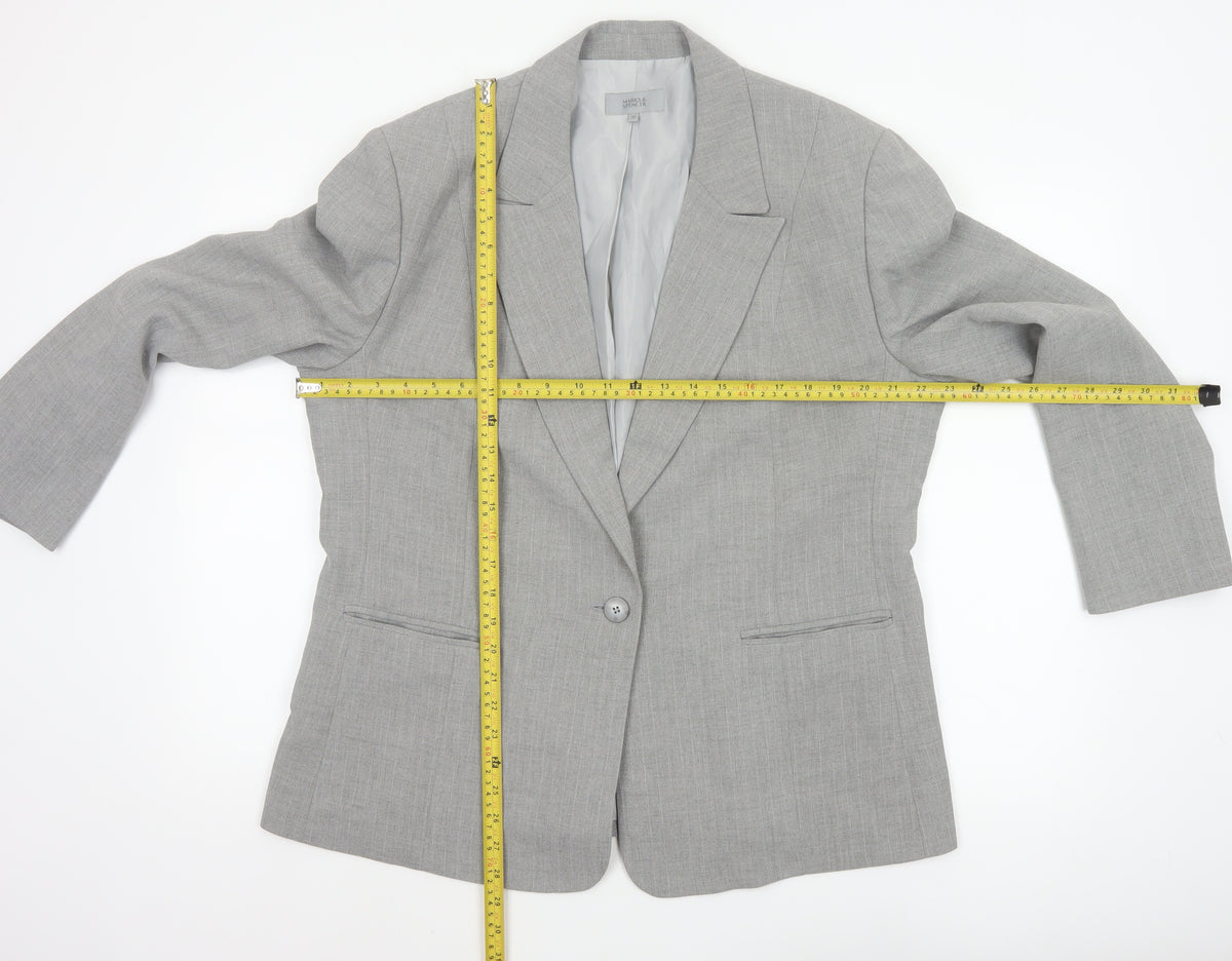 Marks and Spencer Women's Grey UK 20 Tailored Single-Breasted Blazer