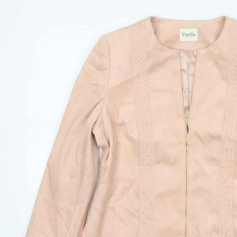 Viyella Women's Pink UK 12 Collarless Zip Lined Basic Jacket