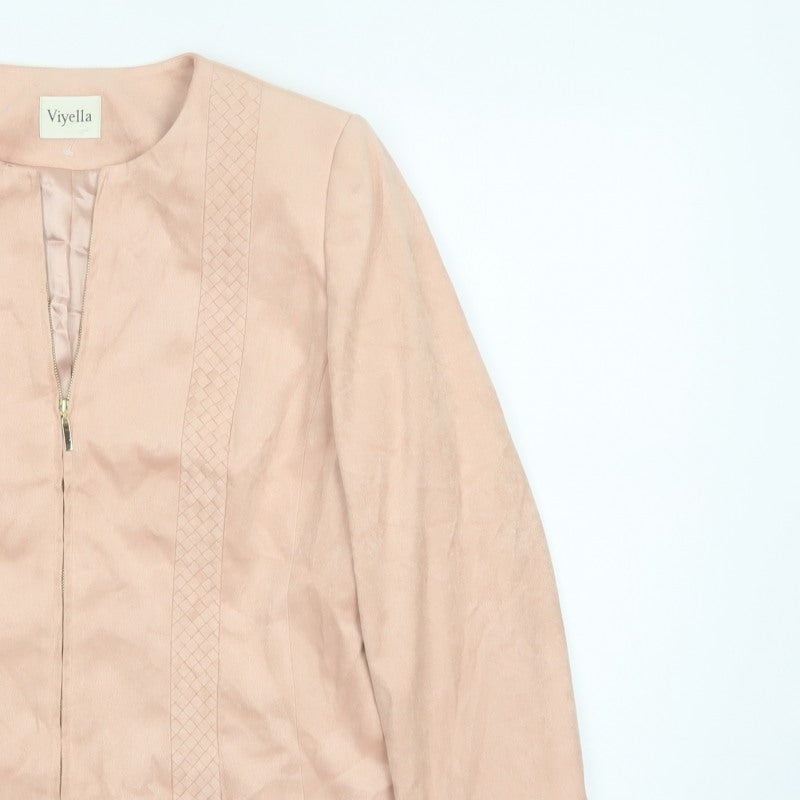 Viyella Women's Pink UK 12 Collarless Zip Lined Basic Jacket