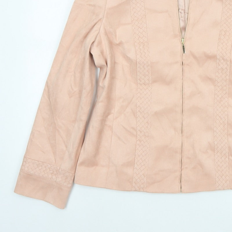 Viyella Women's Pink UK 12 Collarless Zip Lined Basic Jacket