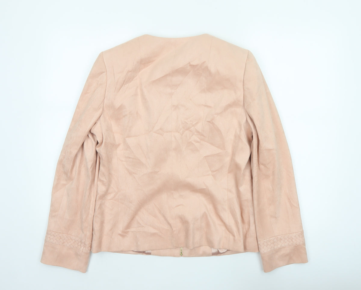Viyella Women's Pink UK 12 Collarless Zip Lined Basic Jacket
