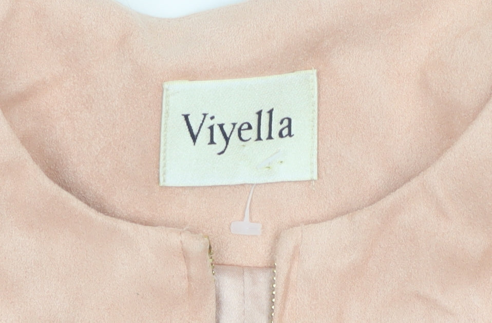 Viyella Women's Pink UK 12 Collarless Zip Lined Basic Jacket