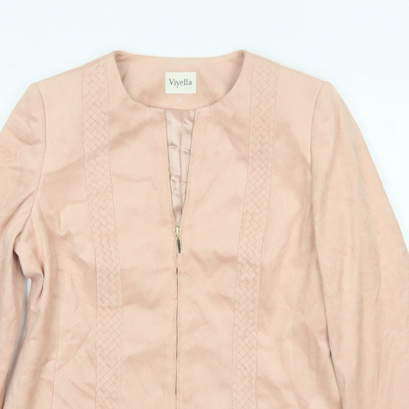 Viyella Women's Pink UK 12 Collarless Zip Lined Basic Jacket