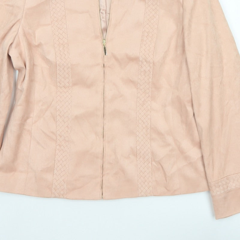 Viyella Women's Pink UK 12 Collarless Zip Lined Basic Jacket