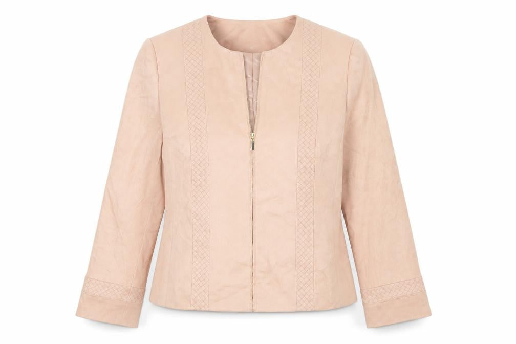 Viyella Women's Pink UK 12 Collarless Zip Lined Basic Jacket