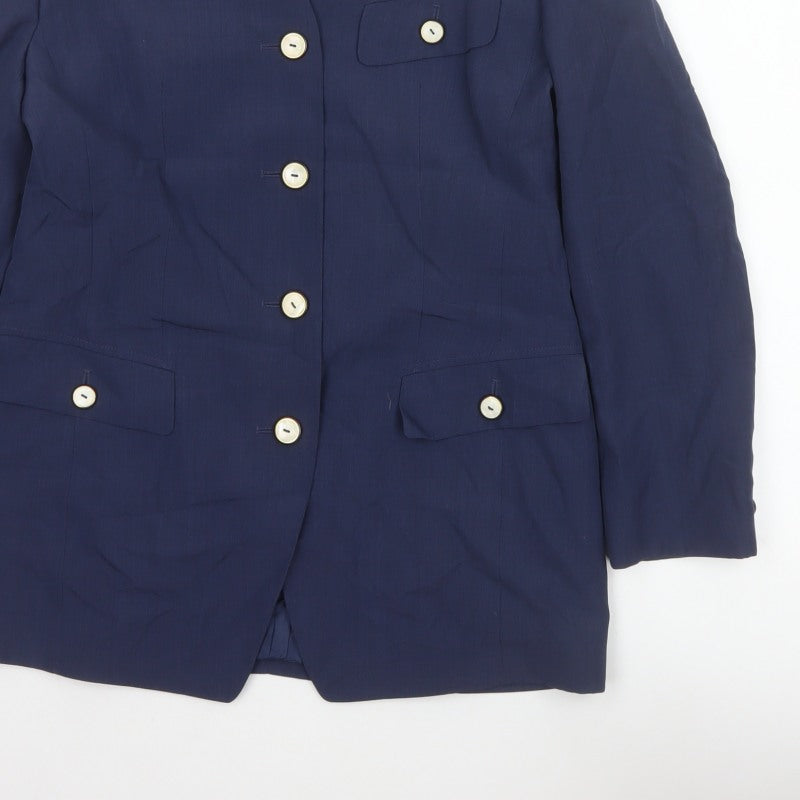 Basler Women Blue UK 12 Long Tailored Lined Blazer Jacket