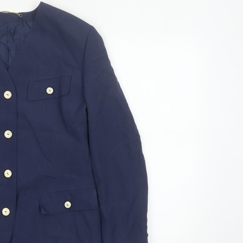 Basler Women Blue UK 12 Long Tailored Lined Blazer Jacket