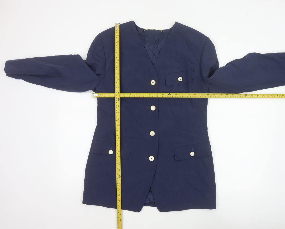 Basler Women Blue UK 12 Long Tailored Lined Blazer Jacket