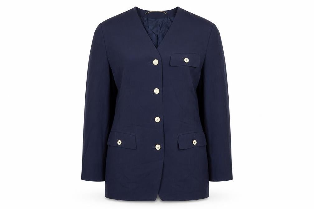 Basler Women Blue UK 12 Long Tailored Lined Blazer Jacket