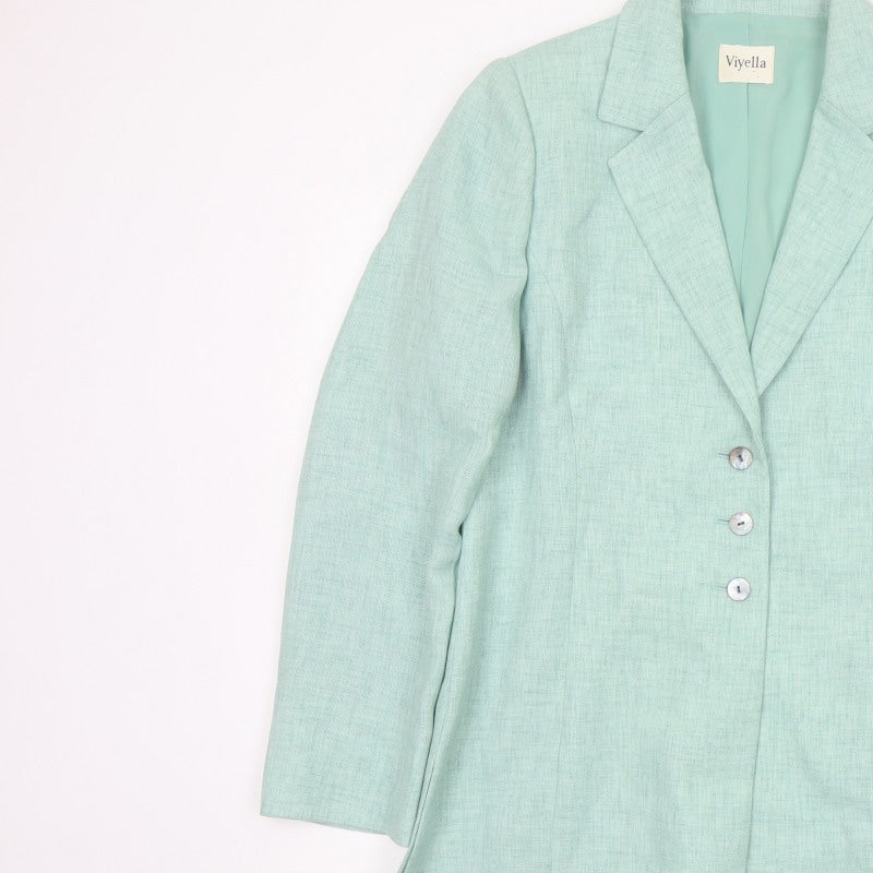 Viyella Women Green UK 10 Tailored Single-Breasted Blazer Jacket