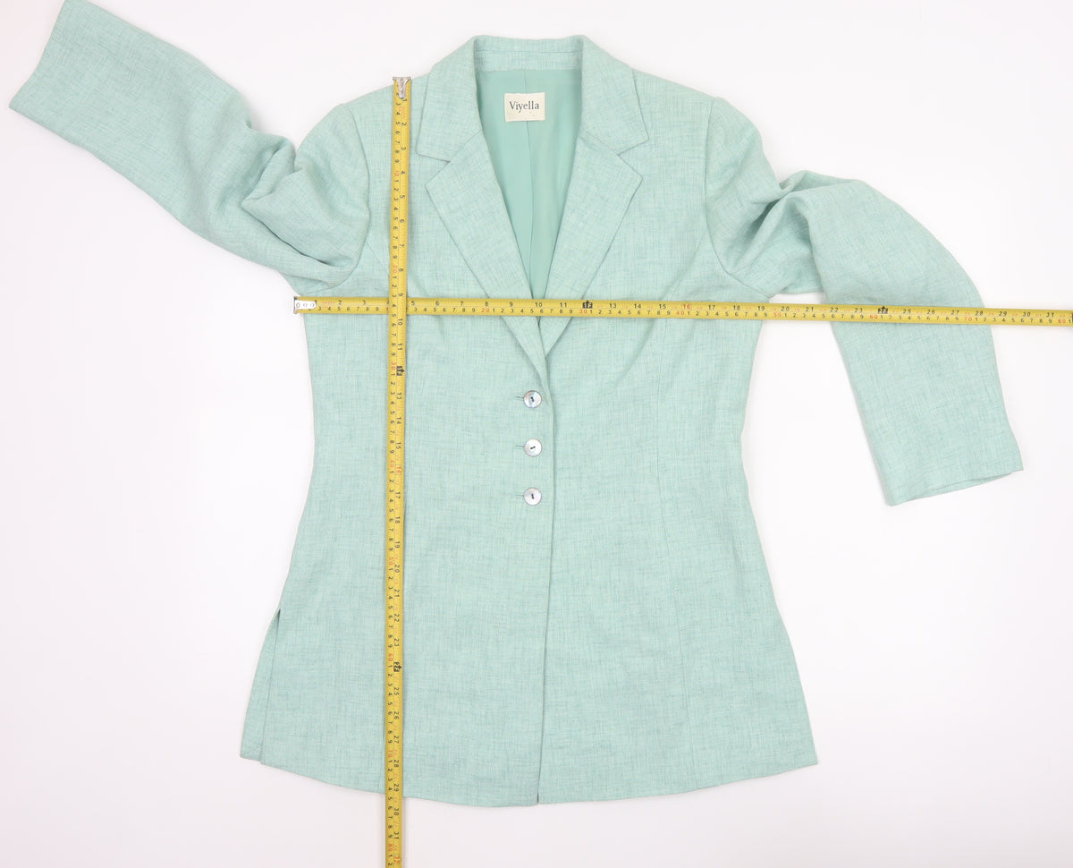 Viyella Women Green UK 10 Tailored Single-Breasted Blazer Jacket