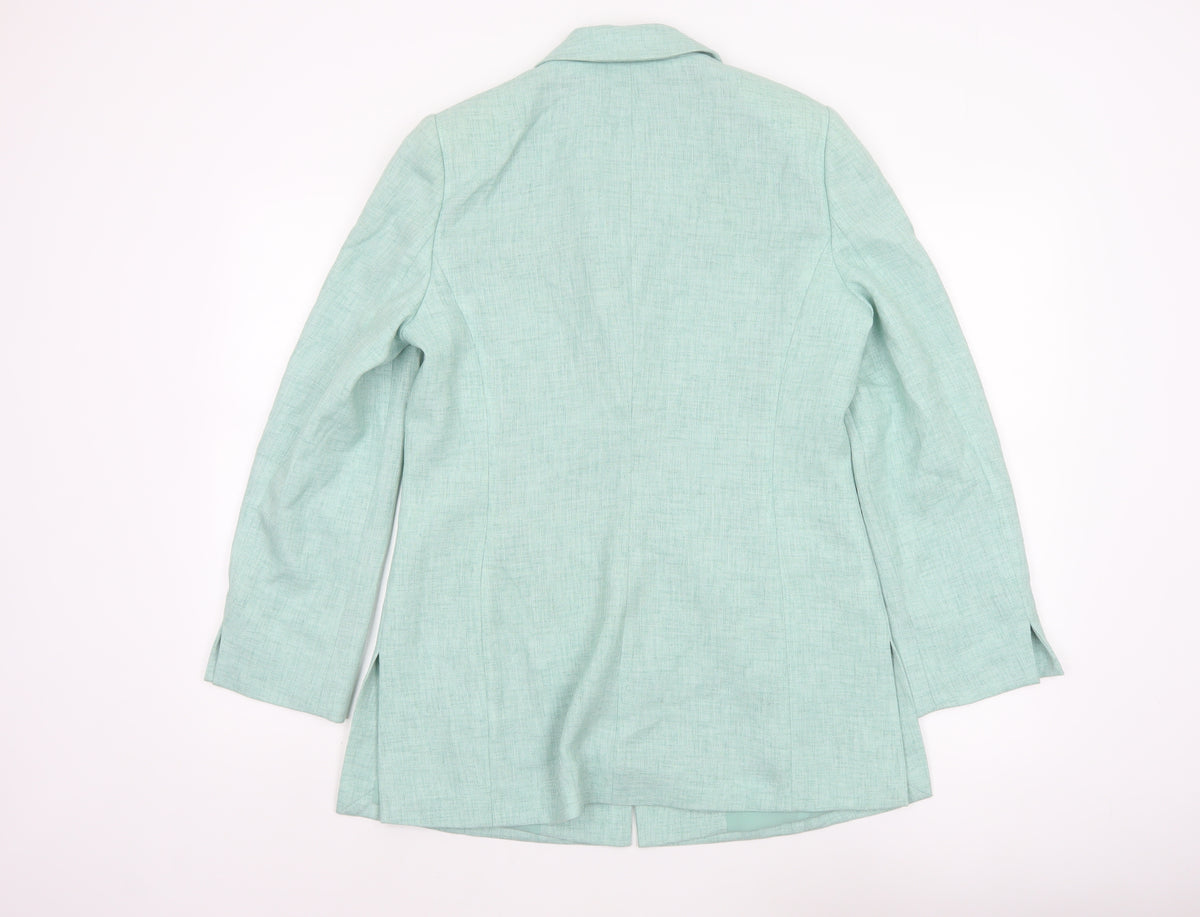Viyella Women Green UK 10 Tailored Single-Breasted Blazer Jacket