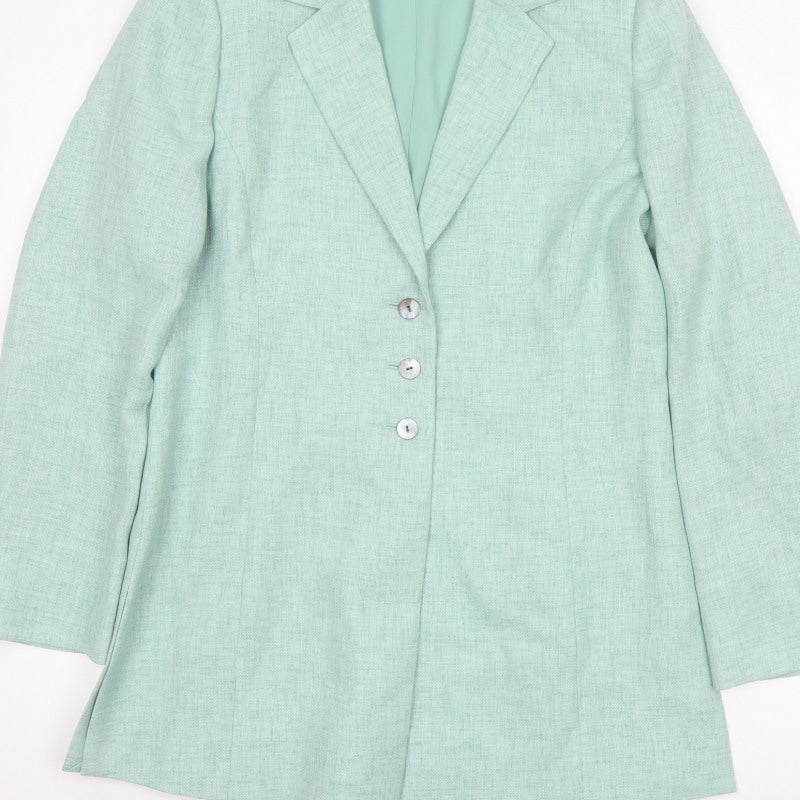 Viyella Women Green UK 10 Tailored Single-Breasted Blazer Jacket