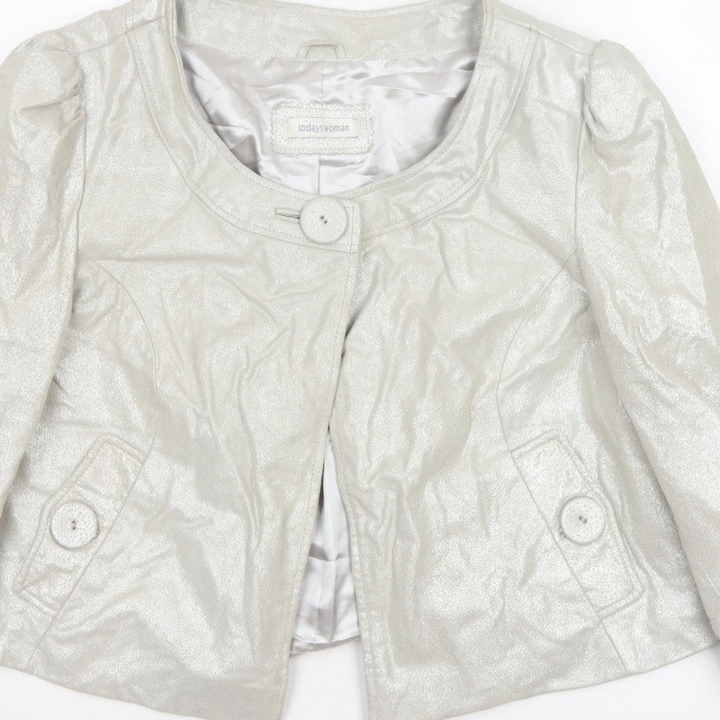 Todayswoman Women Silver UK 14 Basic Leather Short Lined Jacket