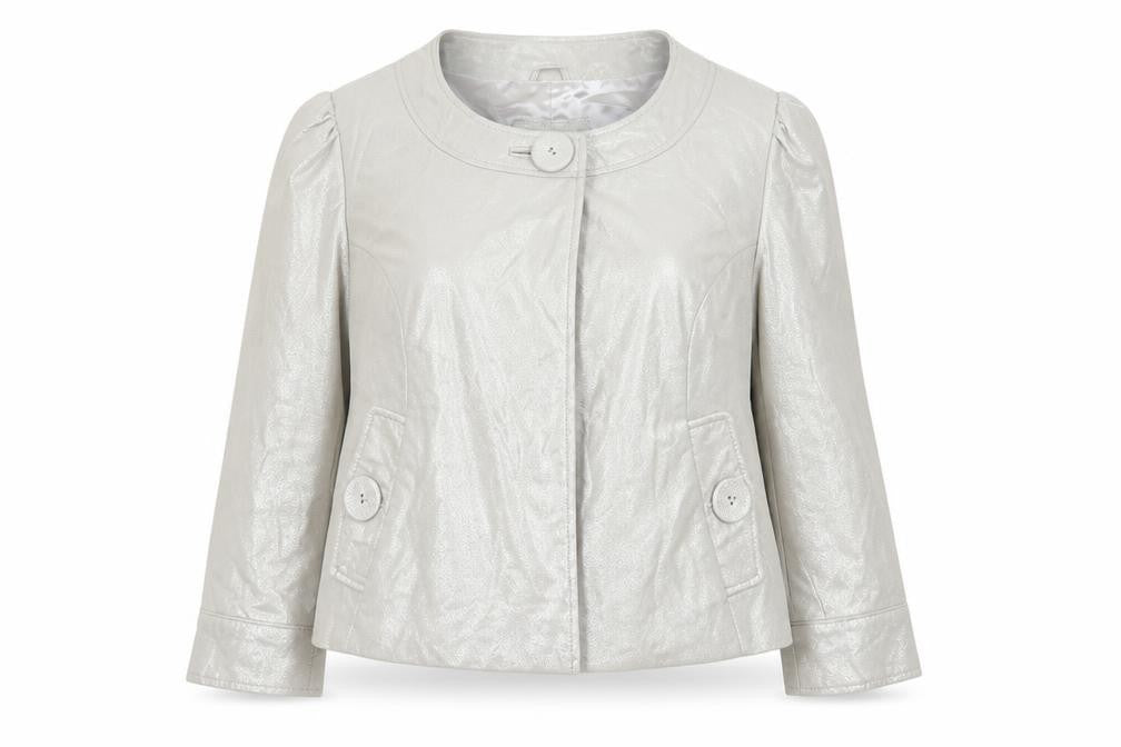 Todayswoman Women Silver UK 14 Basic Leather Short Lined Jacket