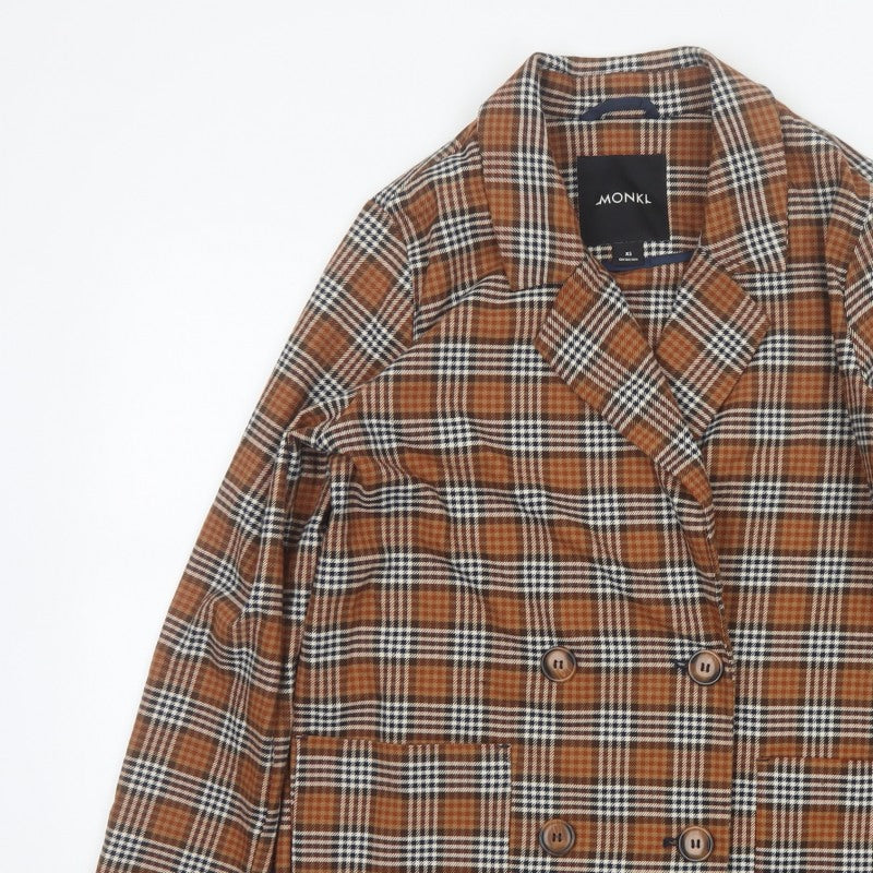 Monki Women’s Brown Plaid Double-Breasted Blazer XS