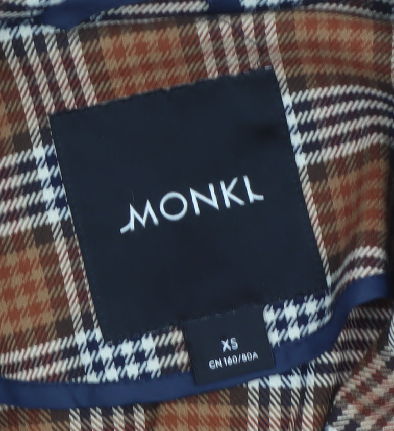 Monki Women’s Brown Plaid Double-Breasted Blazer XS