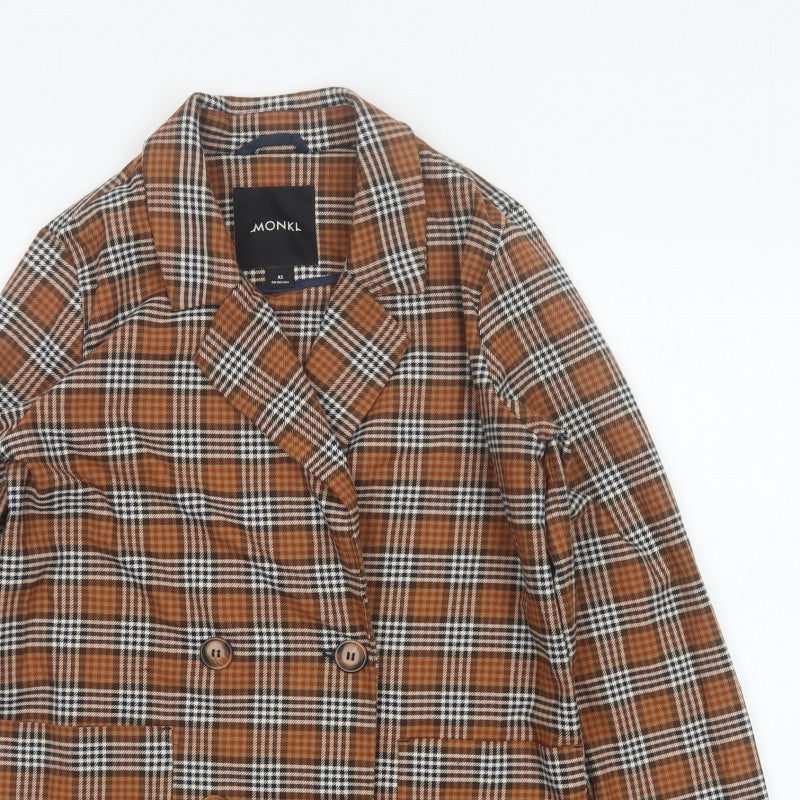 Monki Women’s Brown Plaid Double-Breasted Blazer XS