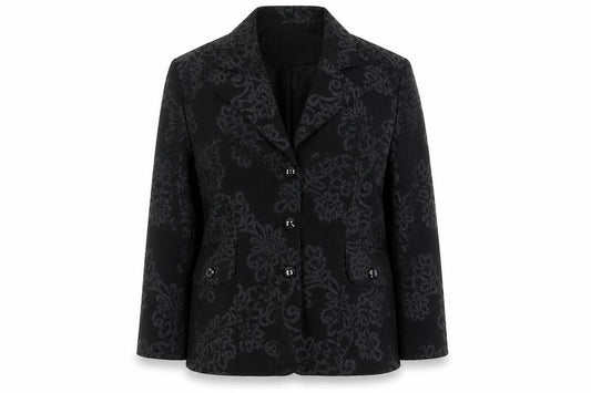 Tessara London Women’s Black Floral Jacquard Blazer UK 14 Formal