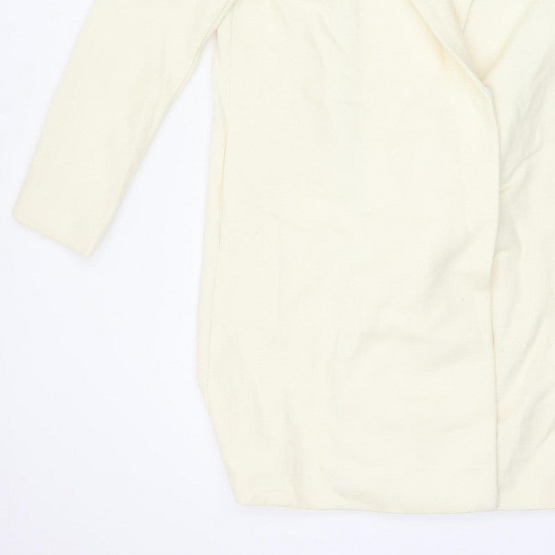 Ames Women Ivory UK 10 Wool Blend Long Overcoat Classic