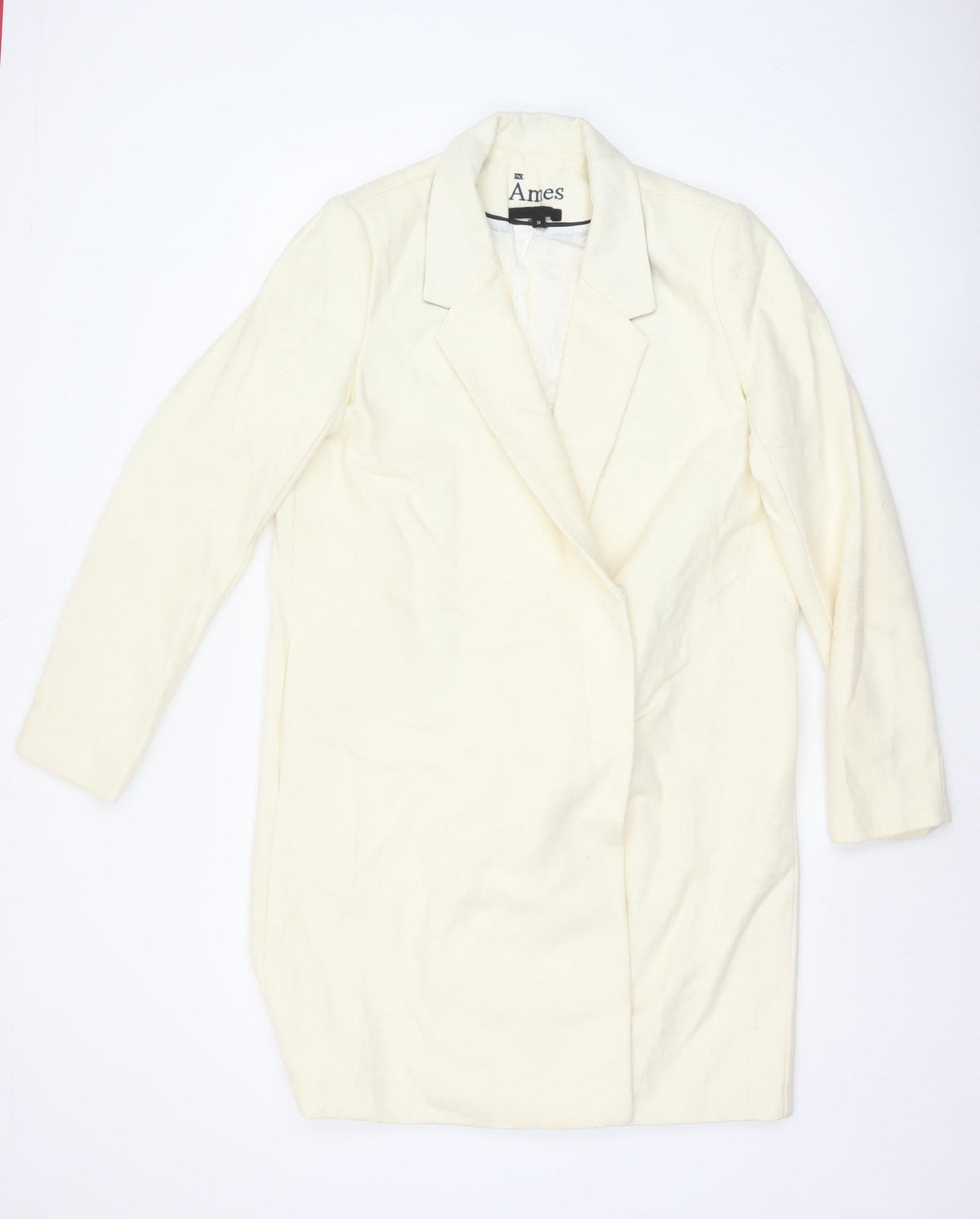 Ames Women Ivory UK 10 Wool Blend Long Overcoat Classic