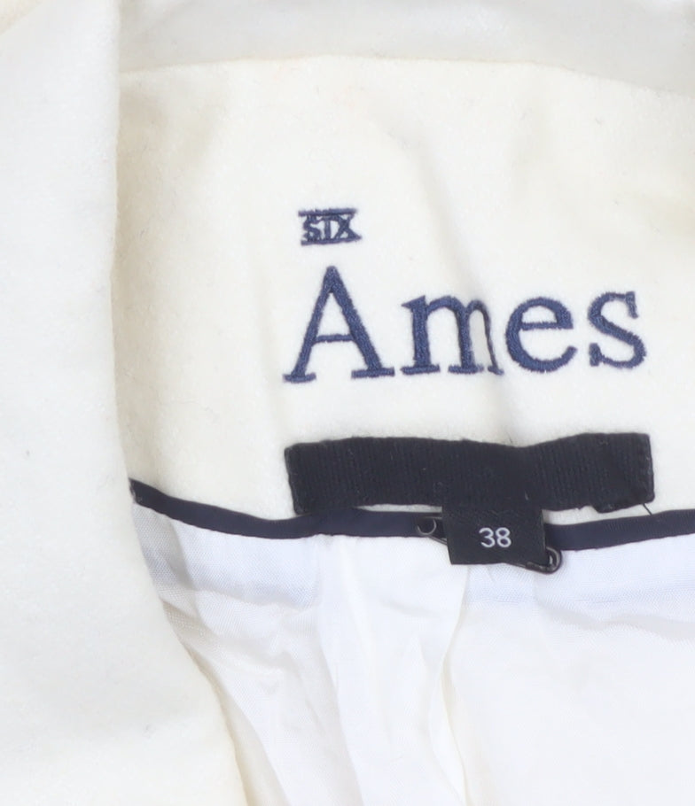 Ames Women Ivory UK 10 Wool Blend Long Overcoat Classic