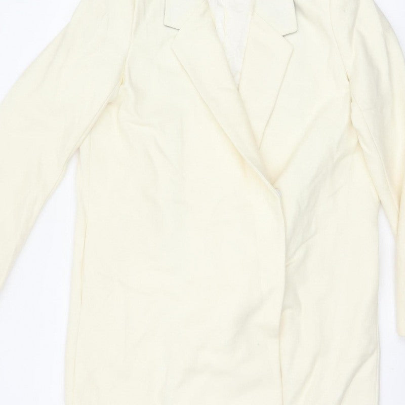 Ames Women Ivory UK 10 Wool Blend Long Overcoat Classic