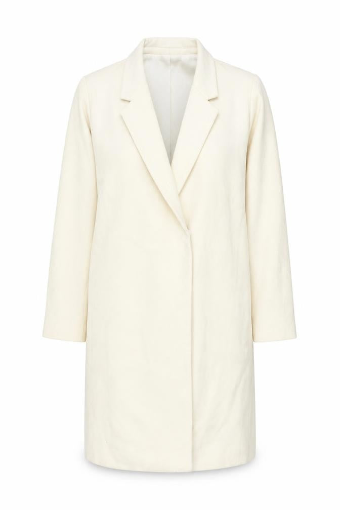 Ames Women Ivory UK 10 Wool Blend Long Overcoat Classic