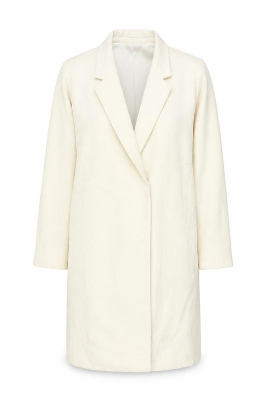 Ames Women Ivory UK 10 Wool Blend Long Overcoat Classic