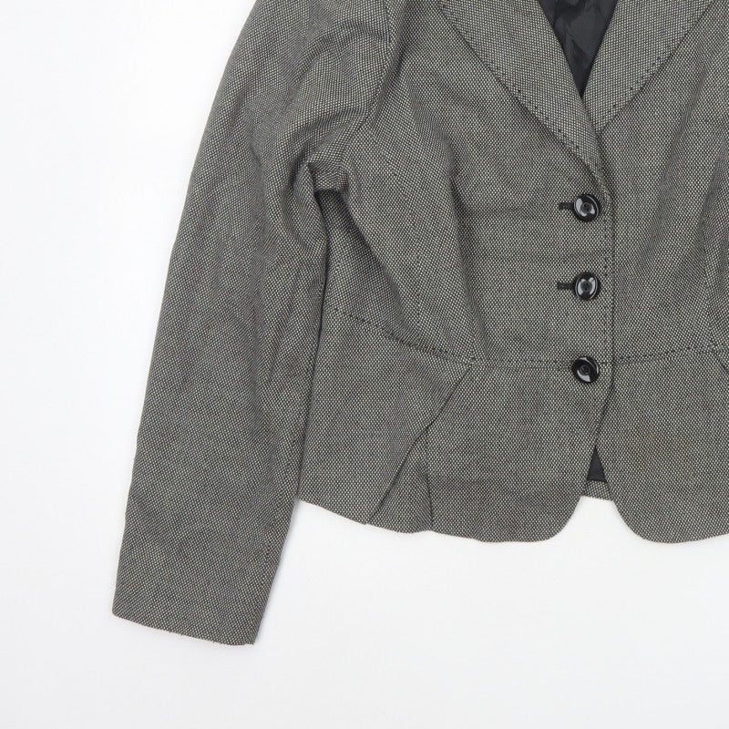 Marks & Spencer Women Grey Size 14 Tailored 3 Button Blazer