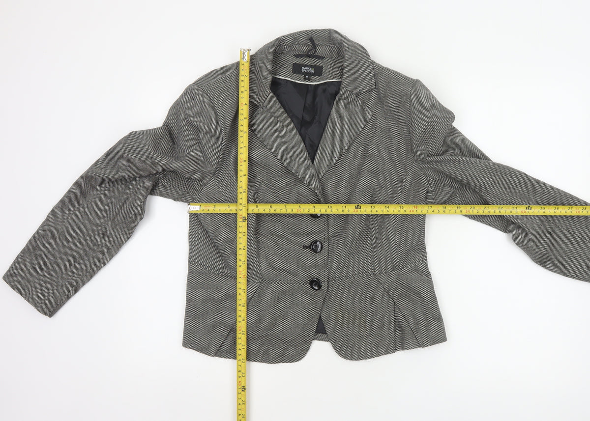 Marks & Spencer Women Grey Size 14 Tailored 3 Button Blazer