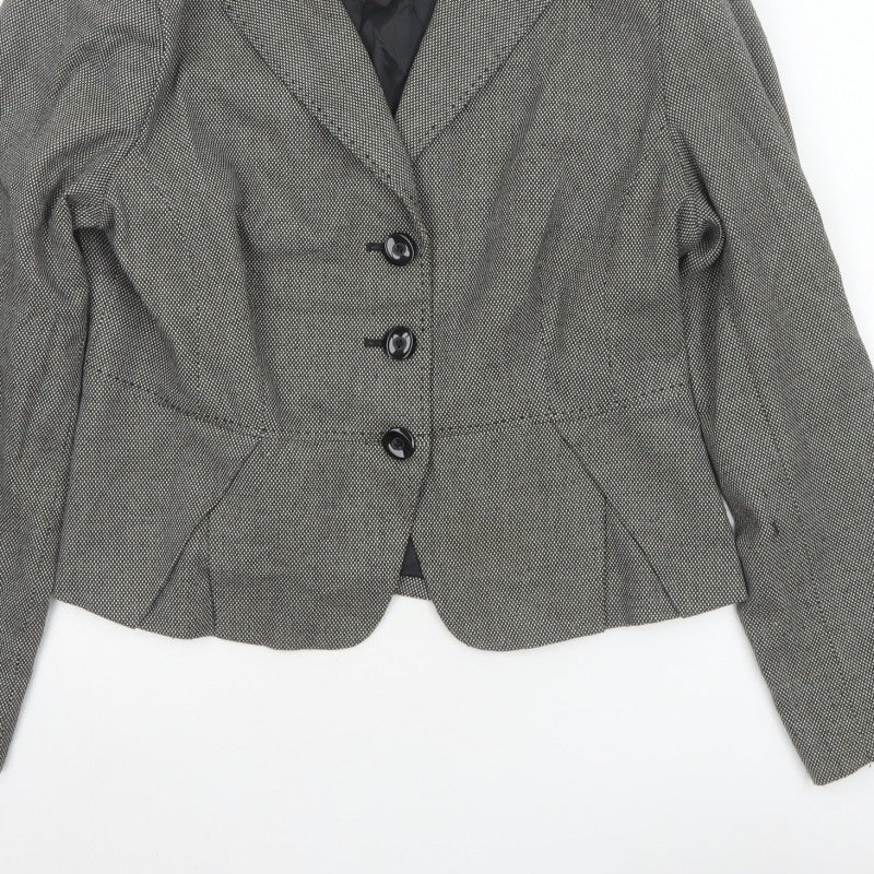 Marks & Spencer Women Grey Size 14 Tailored 3 Button Blazer