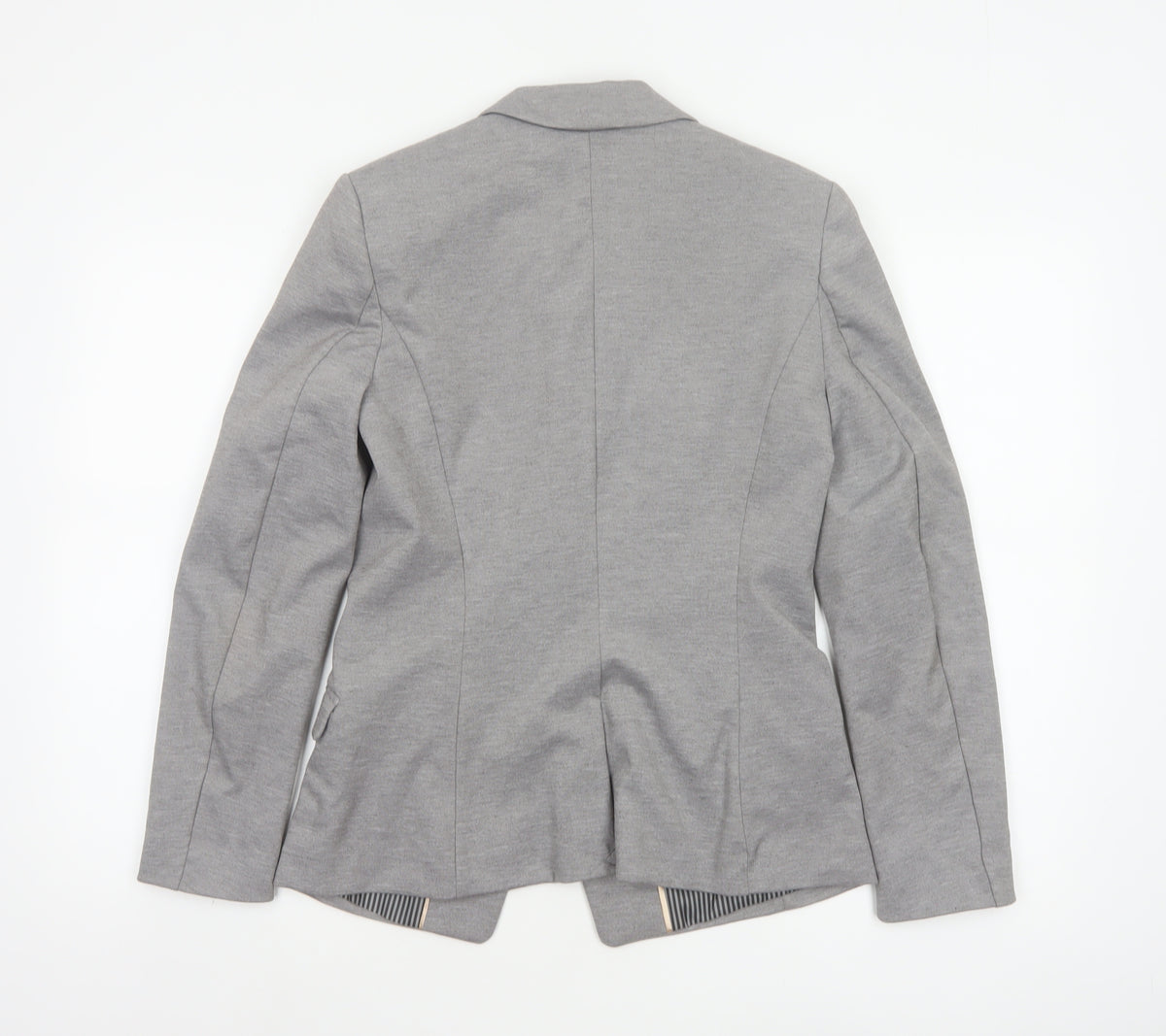 H&M Women Grey UK 10 Single-Breasted Tailored Blazer Jacket