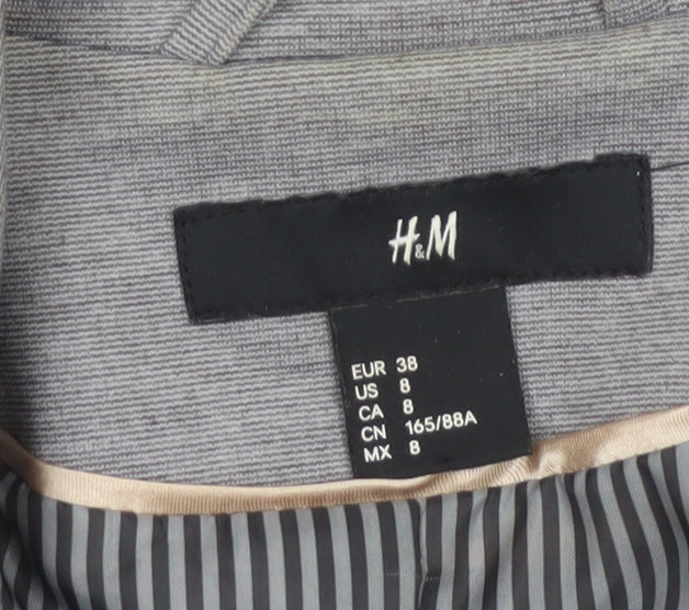 H&M Women Grey UK 10 Single-Breasted Tailored Blazer Jacket