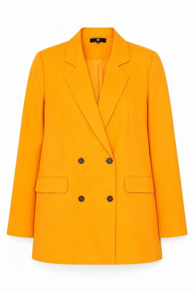 M Women’s Orange UK 14 Double-Breasted Blazer Smart Tailored Jacket