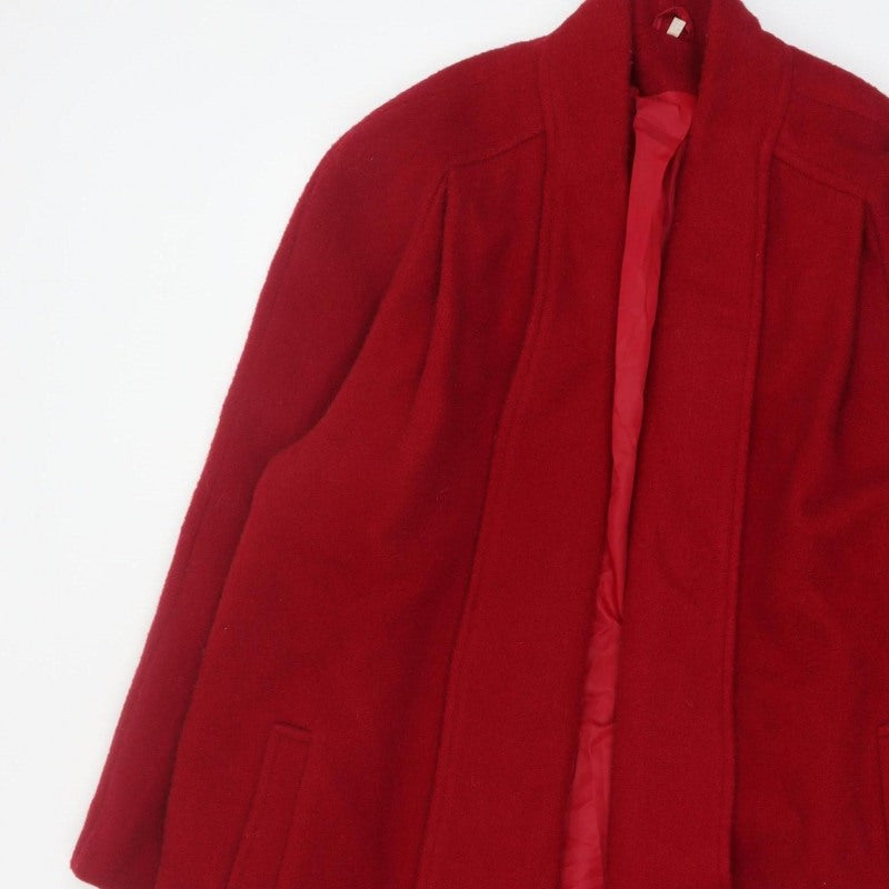 C&A Women’s Red UK 14 Pure Wool Long Classic Overcoat Lined