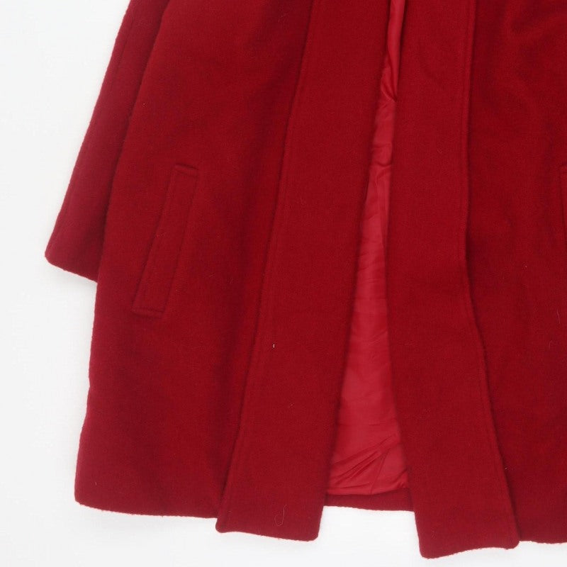 C&A Women’s Red UK 14 Pure Wool Long Classic Overcoat Lined