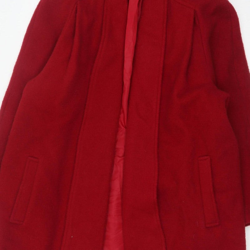 C&A Women’s Red UK 14 Pure Wool Long Classic Overcoat Lined