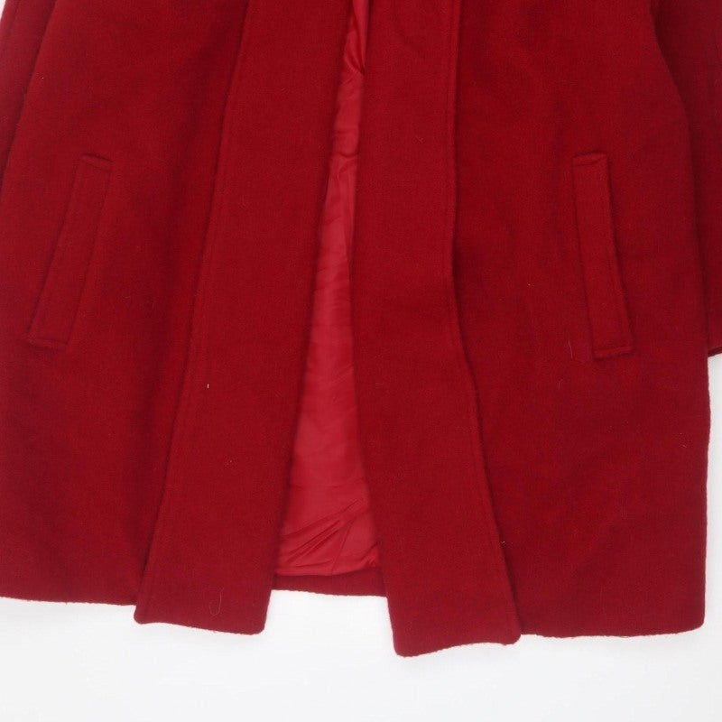 C&A Women’s Red UK 14 Pure Wool Long Classic Overcoat Lined