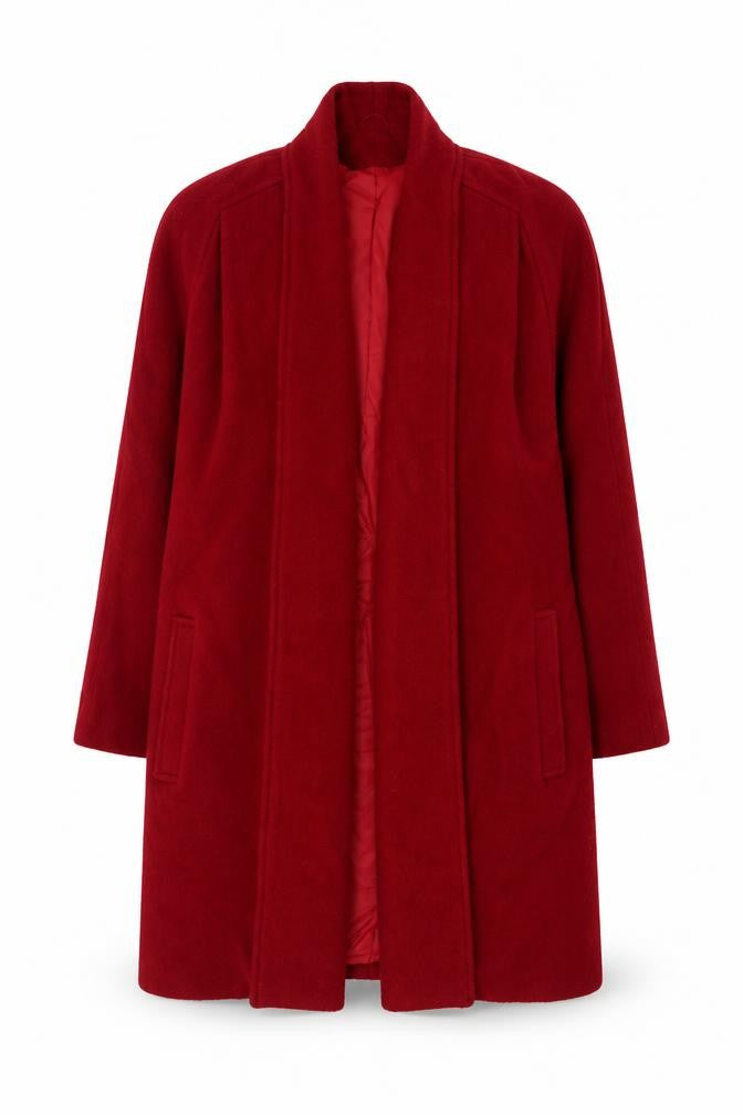 C&A Women’s Red UK 14 Pure Wool Long Classic Overcoat Lined