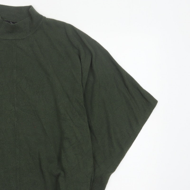 Forever 21 Women Green L Oversized High Neck Dolman Sleeve Jumper