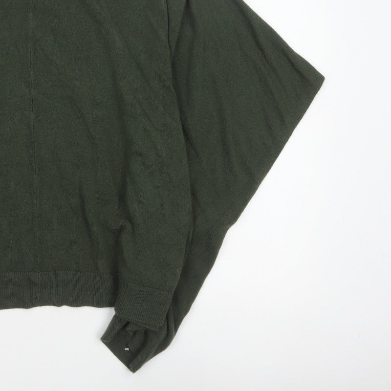 Forever 21 Women Green L Oversized High Neck Dolman Sleeve Jumper