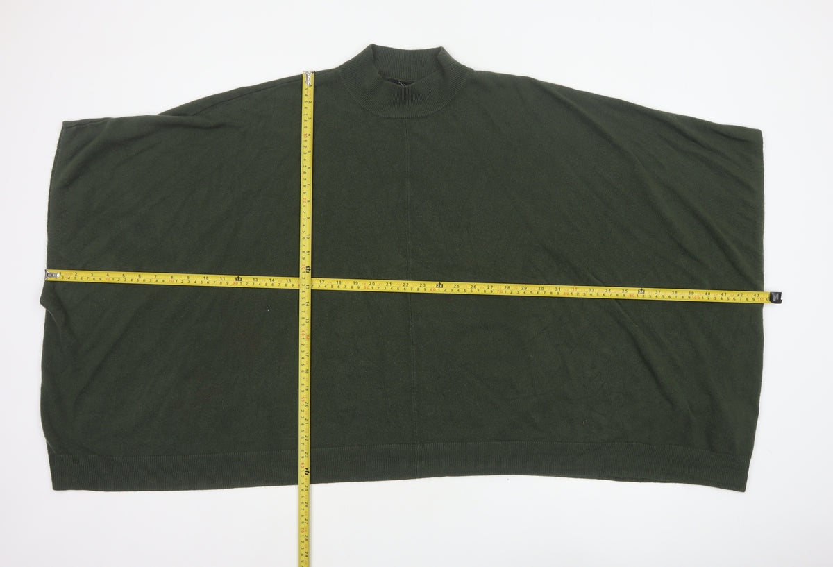 Forever 21 Women Green L Oversized High Neck Dolman Sleeve Jumper