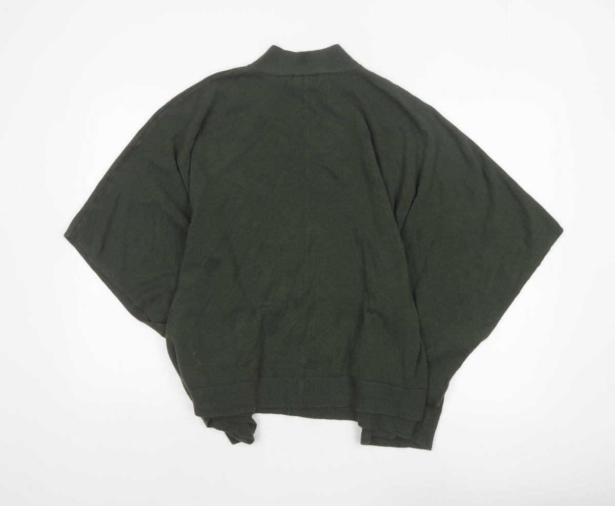 Forever 21 Women Green L Oversized High Neck Dolman Sleeve Jumper