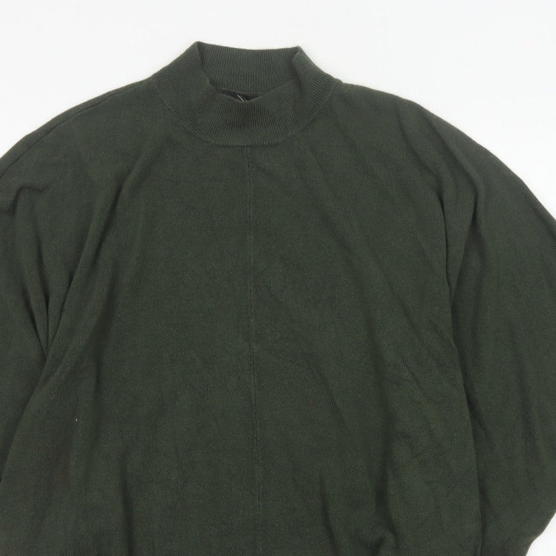 Forever 21 Women Green L Oversized High Neck Dolman Sleeve Jumper
