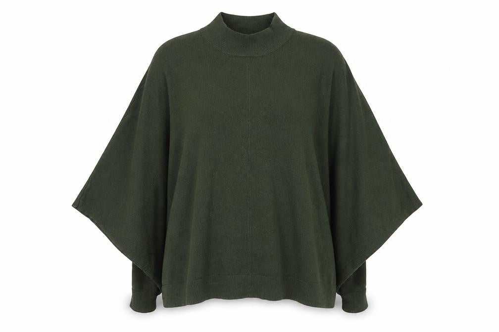 Forever 21 Women Green L Oversized High Neck Dolman Sleeve Jumper