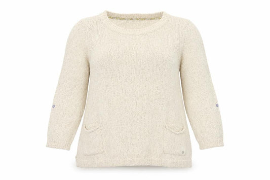 White Stuff Women Ivory Cotton Knit Pocket Tunic Jumper UK 18