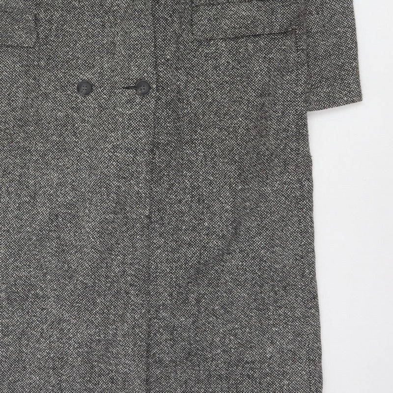 Etam Women's Grey UK 14 Long Double-Breasted Tweed Overcoat